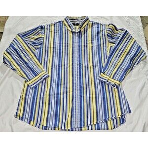 Vtg Polo Ralph Lauren Shirt Mens 18 2XL Button Up Custom Fit blue yellow XXL